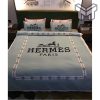 Hermes Bedding Set, Hermes Light Blue Luxury Brand Premium Bedding Set Bedspread Duvet Cover Set Home Decor