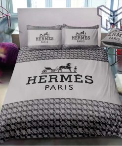 Hermes Bedding Set, Hermes Logo New Luxury Fashion Brand Bedding Set Bedspread Duvet Cover Set