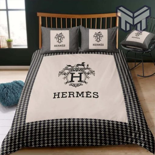 Hermes Bedding Set, Hermes New Logo Hot Luxury Brand Bedding Set Bedspread Duvet Cover Set Home Decor