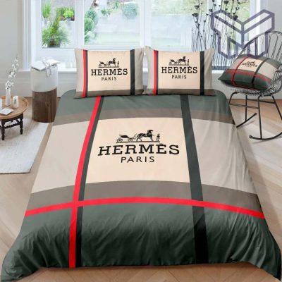 Hermes Bedding Set, Hermes New Luxury Fashion Brand Bedding Set Bedspread Duvet Cover Set