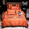 Hermes Bedding Set, Hermes Orange Luxury Brand Bedding Set Duvet Cover Set Home Decor