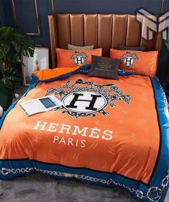 Hermes Bedding Set, Hermes Orange New Luxury Brand Bedding Set Bedspread Duvet Cover Set Home Decor