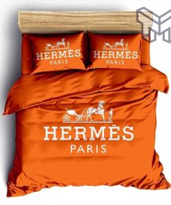 Hermes Bedding Set, Hermes Paris Fashion Luxury Brand Bedding Set Bedspread Duvet Cover Set