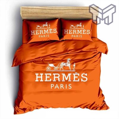 Hermes Bedding Set, Hermes Paris Fashion Luxury Brand Bedding Set Bedspread Duvet Cover Set