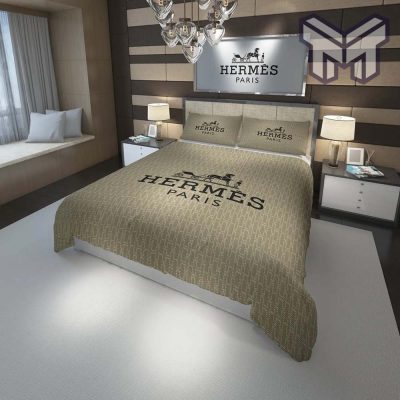 Hermes Bedding Set, Hermes Paris Fashion Luxury Brand Premium Bedding Set Home Decor