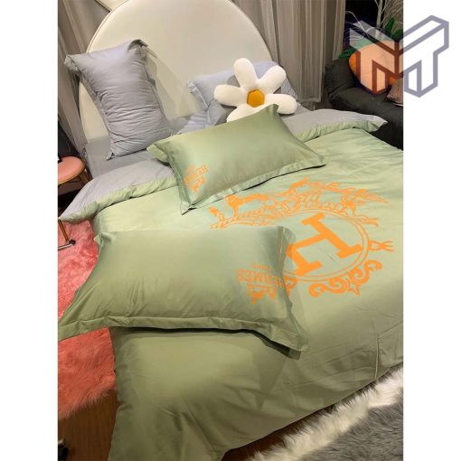 Hermes Bedding Set, Hermes Paris Hot Luxury Brand Premium Bedding Set Bedspread Duvet Cover Set Home Decor