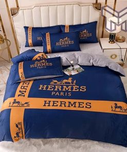 Hermes Bedding Set, Hermes Paris Luxury Brand High-End Bedding Set Home Decor