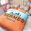 Hermes Bedding Set, Hermes Paris Orange Luxury Brand Premium Bedding Set Bedspread Duvet Cover Set Home Decor