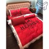 Hermes Bedding Set, Hermes Paris Red Luxury Brand Premium Bedding Set Bedspread Duvet Cover Set Home Decor