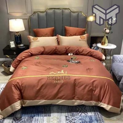 Hermes Bedding Set, Hermes Pinky Luxury Brand High End Bedding Set Home Decor