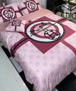 Hermes Bedding Set, Hermes Pinky Luxury Brand Premium Bedding Set Bedspread Duvet Cover Set Home Decor