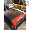 Hermes Bedding Set, Hermes Red Black Premium Logo Luxury Brand Bedding Set Home Decor