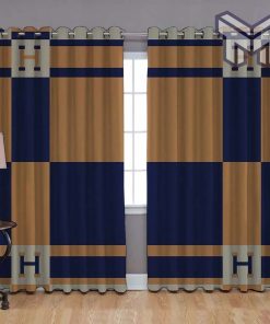 Hermes Yellow Navy Window Curtain Luxury Fashion Premium Home Decor