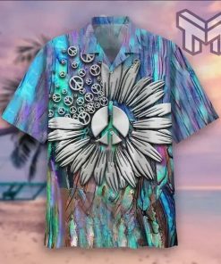 Hippie Beach Hawaiian Graphic Print Short Sleeve Hawaiian Shirt