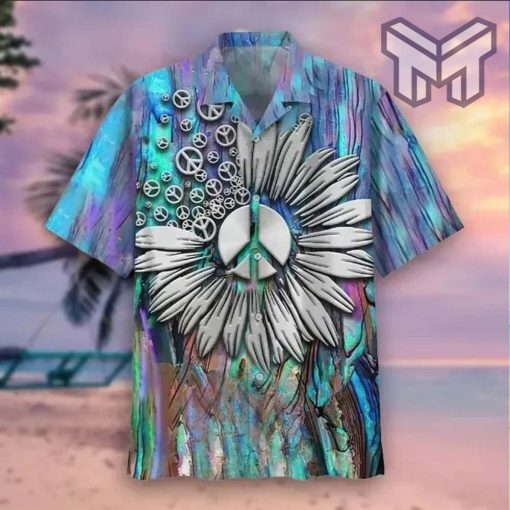 Hippie Beach Hawaiian Graphic Print Short Sleeve Hawaiian Shirt