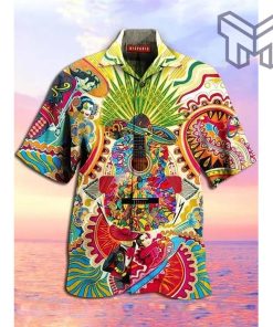 Hippie Hawaiian Graphic Print Short Sleeve Hawaiian Shirt