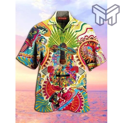 Hippie Hawaiian Graphic Print Short Sleeve Hawaiian Shirt