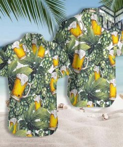 Hops And Craft Beer Hawaiian Graphic Print Short Sleeve Hawaiian Shirt