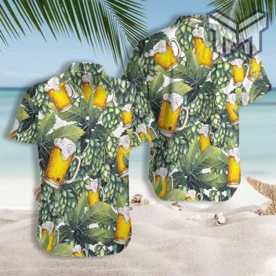 Hops And Craft Beer Hawaiian Graphic Print Short Sleeve Hawaiian Shirt