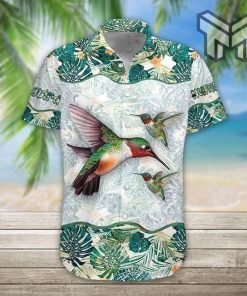 Hummingbird Hawaiian Graphic Print Short Sleeve Hawaiian Casual Shirt