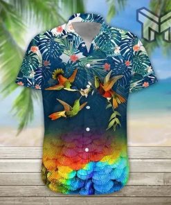 Hummingbird Hawaiian Graphic Print Short Sleeve Hawaiian Casual Shirt Type01