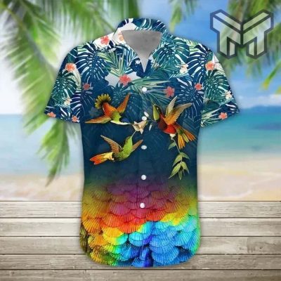 Hummingbird Hawaiian Graphic Print Short Sleeve Hawaiian Casual Shirt Type01