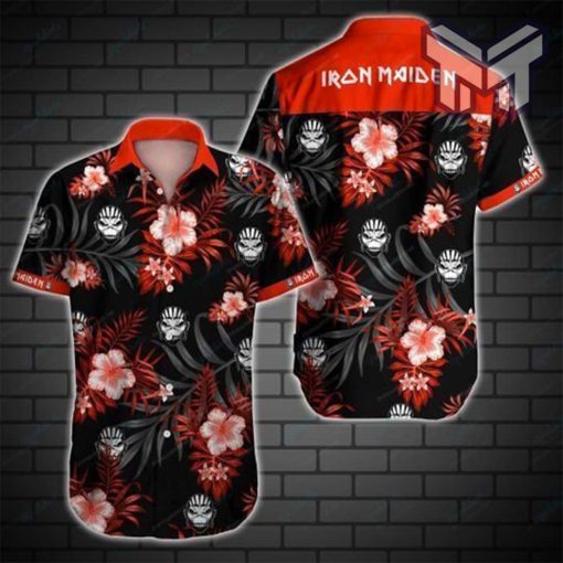 Iron Maiden Rock Band Music Hawaiian Graphic Print Short Sleeve Hawaiian Casual Shirt Type01