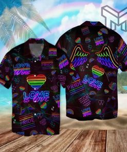 LGBT Love Is Love Hawaiian Graphic Print Short Sleeve Hawaiian Shirt