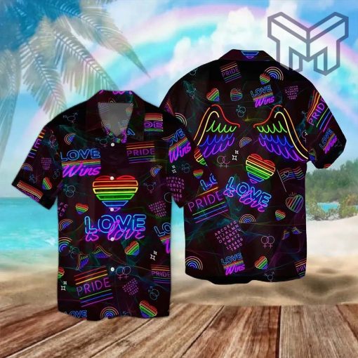 LGBT Love Is Love Hawaiian Graphic Print Short Sleeve Hawaiian Shirt