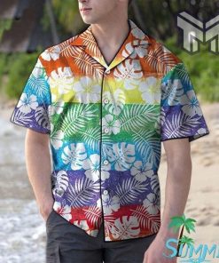 LGBT Tropical Aloha Hawaiian Graphic Print Short Sleeve Hawaiian Casual Shirt