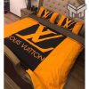 Louis Vuiton Orange Logo Luxury Brand Bedding Set Home Decor