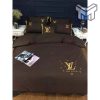 Louis Vuitton Basic Golden Logo Brown Luxury Brand Bedding Set Duvet Cover Home Decor