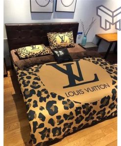 Louis Vuitton Bedding Set, Louis Vuitton Leopard Yellow Bedding Set, Duvet Cover Home Decor