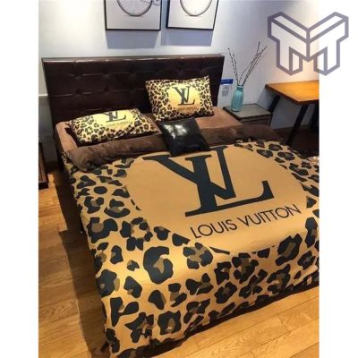 Louis Vuitton Bedding Set, Louis Vuitton Leopard Yellow Bedding Set, Duvet Cover Home Decor