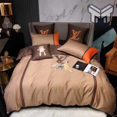 Louis Vuitton Bedding Set, Louis Vuitton Light Brown Bedding Set, Duvet Cover Home Decor