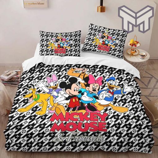 Louis Vuitton Bedding Set, Louis Vuitton Mickey Bedding Set, Bedspread, Duvet Cover Set Home Decor