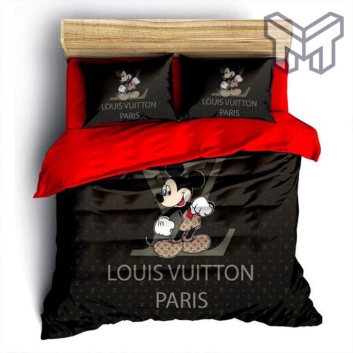 Louis Vuitton Bedding Set, Louis Vuitton Mickey Mouse Bedding Set Bedspread, Duvet Cover Set