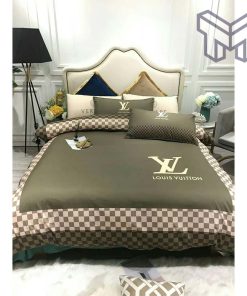 Louis Vuitton Bedding Set, Louis Vuitton Olive Bedding Set, Duvet Cover Home Decor