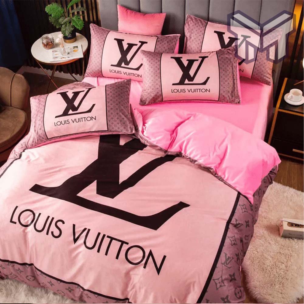 Louis Vuitton Pink Pattern Comforter Bedding Set - Masteez