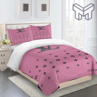 Louis Vuitton Bedding Set, Louis Vuitton Pink Bedroom Sets, Luxury Brand Limited Premium Fashion Bedding Set Home Decor