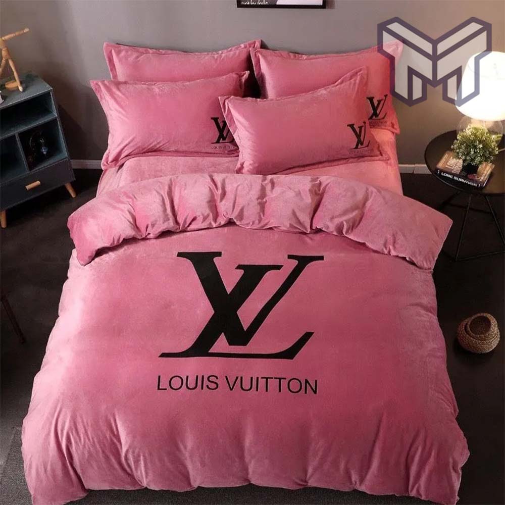Vuitton Bedding Set, Louis Vuitton Pinky Bedding Set, Bedspread, Duvet Cover Set, Home Decor - Muranotex Store