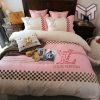 Louis Vuitton Bedding Set,Louis Vuitton Beige Light Pink, Bedding Set, Duvet Cover Home Decor