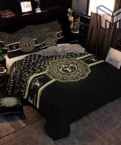 Louis Vuitton Bedding Set,Louis Vuitton Black Gold Bedding Set, LV Home Decor