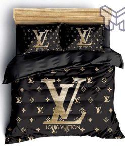 Louis Vuitton Bedding Set,Louis Vuitton Black Golden Bedding Set, Bedspread, Duvet Cover Set