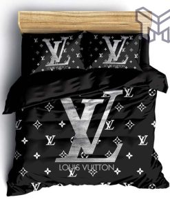 Louis Vuitton Bedding Set,Louis Vuitton Black Luxury Brand Bedding Set, Duvet Cover, Bedspread, Home Decor