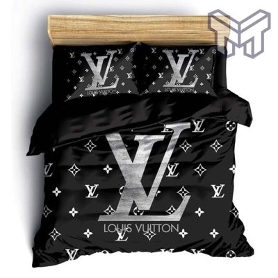 Louis Vuitton Bedding Set,Louis Vuitton Black Luxury Brand Bedding Set, Duvet Cover, Bedspread, Home Decor