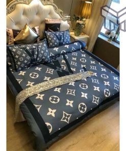 Louis Vuitton Bedding Set,Louis Vuitton Blue And Black Bedding Set, Bedspread, Duvet Cover Set Home Decor