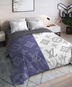 Louis Vuitton Bedding Set,Louis Vuitton Blue White Bedding Set Home Decor