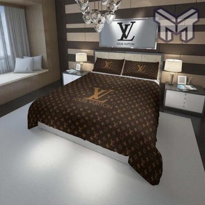 Louis Vuitton Bedding Set,Louis Vuitton Brown Bedding Set, Bedspread, Duvet Cover Set Home Decor