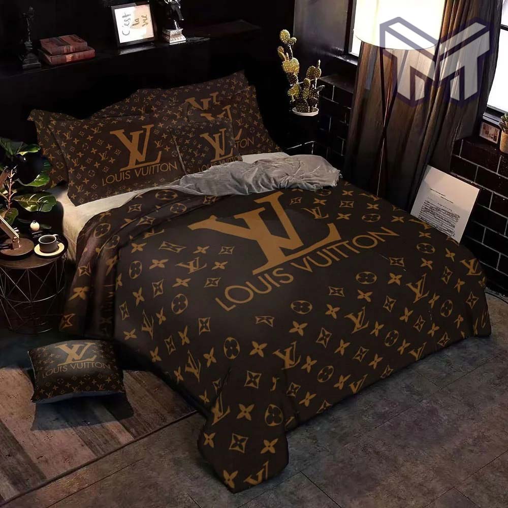 Buy Louis Vuitton bed sheet Light luxury duvet cover Bedside pillowcase  Printed bedding Single Dormitory bedroom Double Fourpiece bed sheet LV  pillowcase SheetFordeal